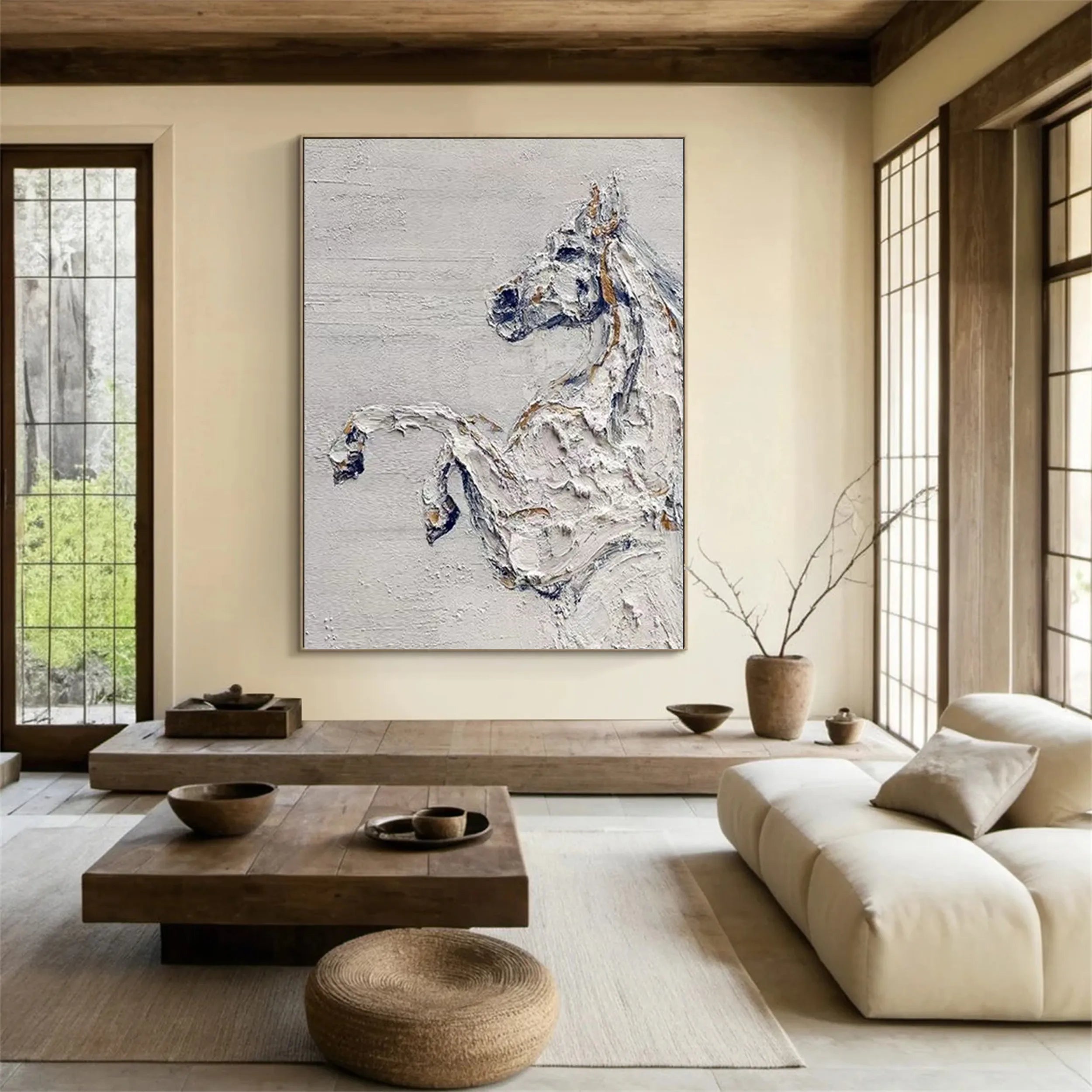 Handmade Tranquil Horse Art | Large Textured Animal Painting #ZZ 016