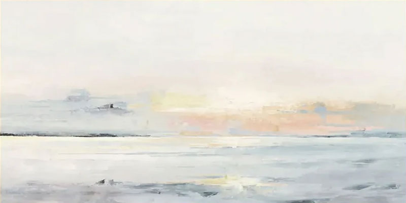 Pastel Seascape Oil Painting - Tranquil Ocean & Sky Wall Art #JJ 003