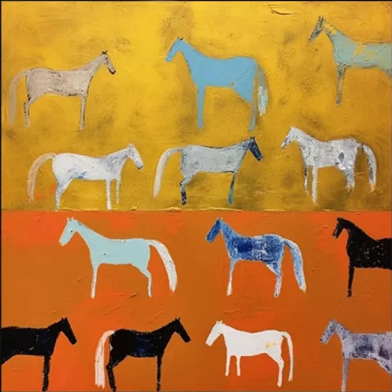 Abstract Equine Pattern: Colorful Horse Silhouettes #ZZ 029