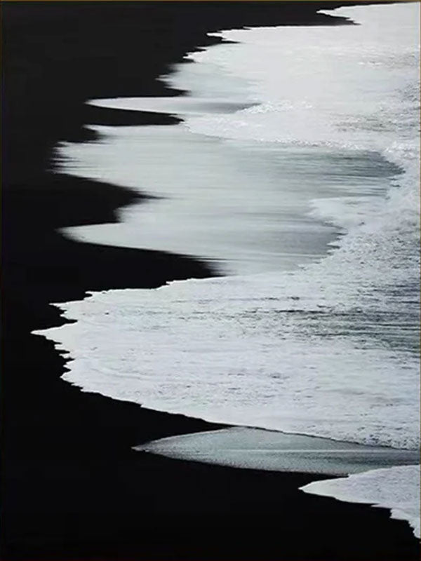 Black & White Abstract Coastline Oil Painting #TB 029