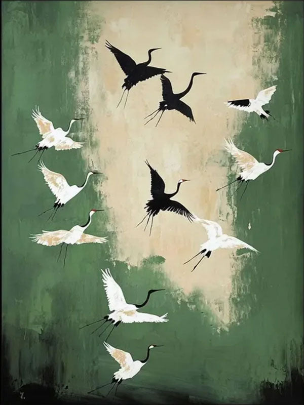 Flying Cranes Artwork: Modern Minimalist Bird Decor #ZZ 033