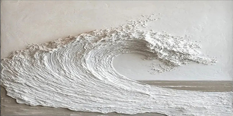 Large Abstract Ocean Artwork: Textured Wave Wall Art #ZZ 040