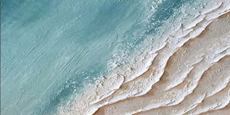 Abstract Beach Artwork: Large Textured Water & Sand #ZZ 041