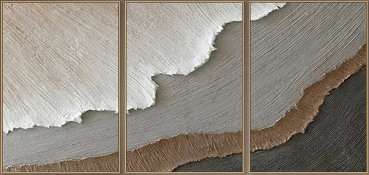 Unique Abstract Wall Art Set: Textured Neutral Wave #ZZ 047