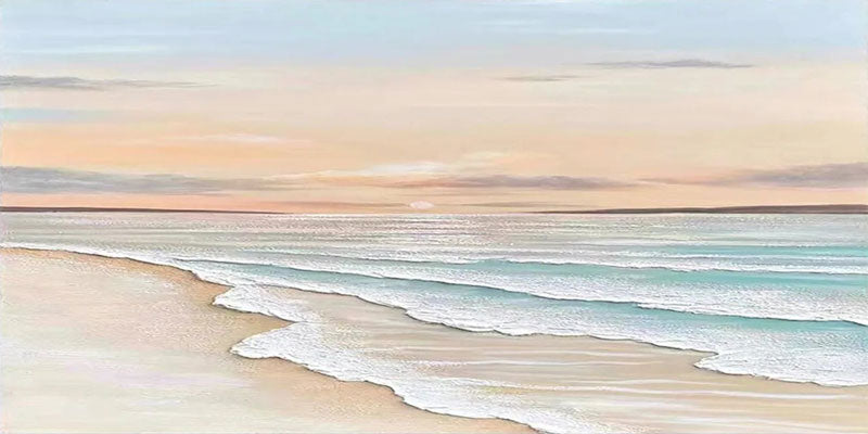 Oversized Coastal Artwork | Modern Beach Painting Above Couch #ZZ 057