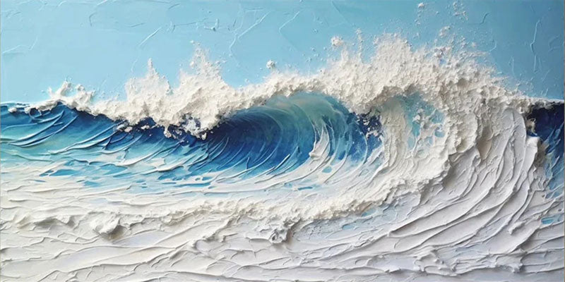 Textured Ocean Wave Wall Art | Large 3D Crashing Wave Painting #ZZ 073