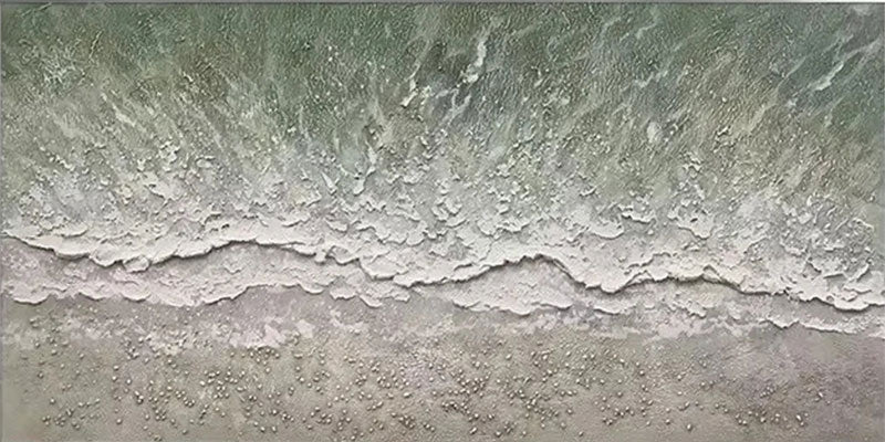Oversized Abstract Wall Art Horizontal | Textured Ocean Beach Painting #ZZ 077