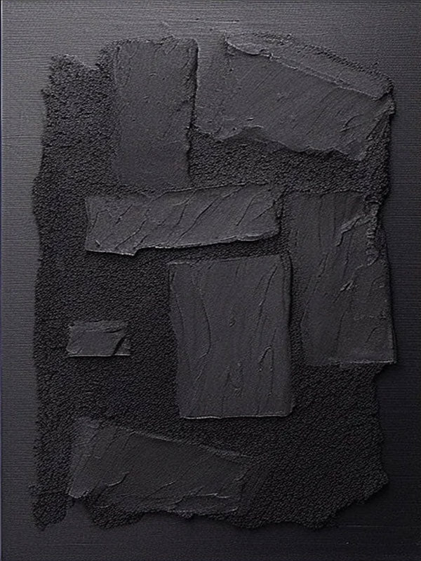 3D Textured Black Painting | Sculptural Abstract Wall Art Decor #JJ 093
