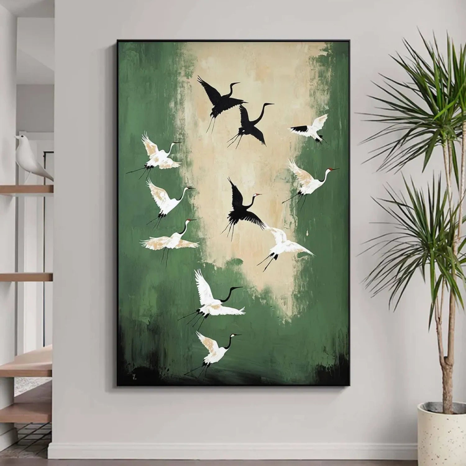 Flying Cranes Artwork: Modern Minimalist Bird Decor #ZZ 033