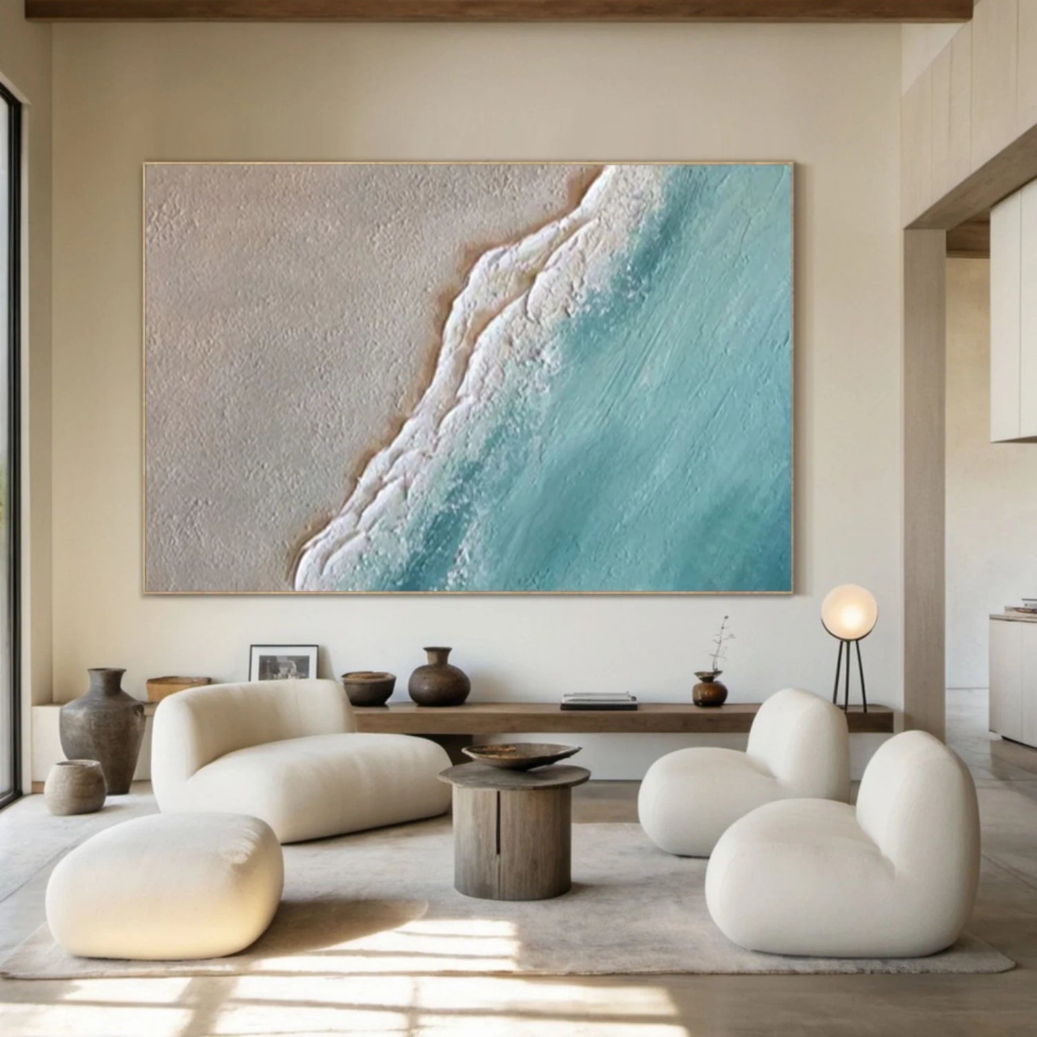 3D Textured Coastal Art | Ocean Wave and Sand Abstract Painting #JJ 160