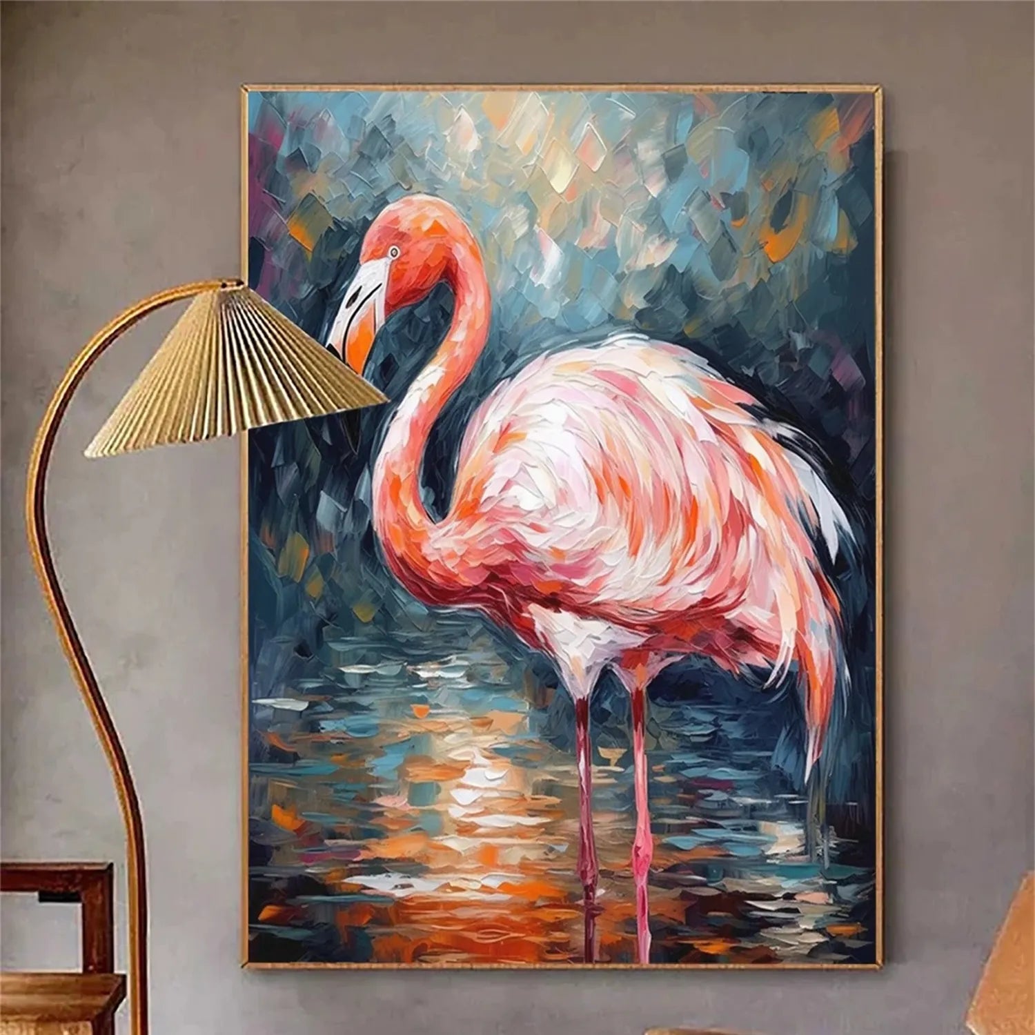 Pink Flamingo Wall Art | Large Textured Bird Painting #ZZ 209