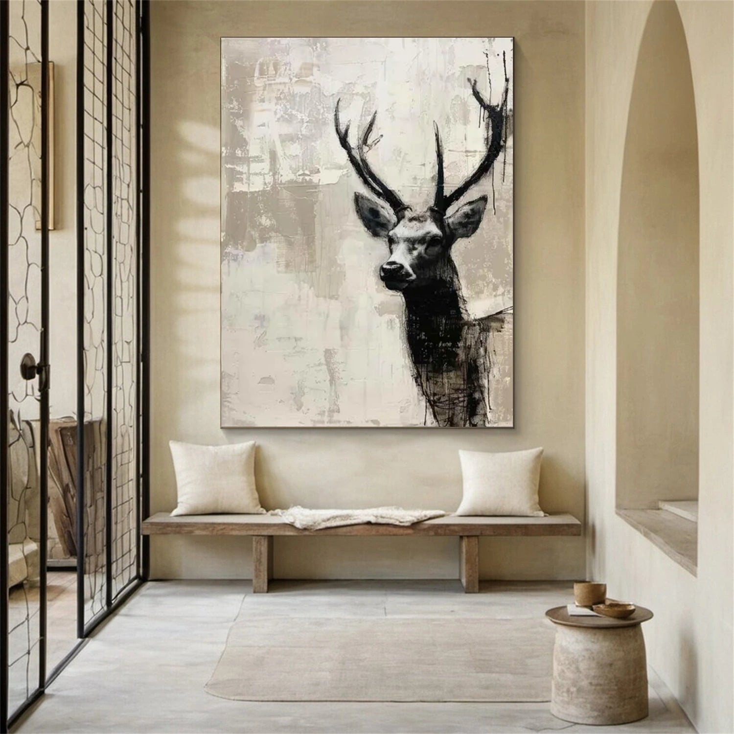 Large Abstract Deer Canvas: Modern Wildlife Art #ZZ 031