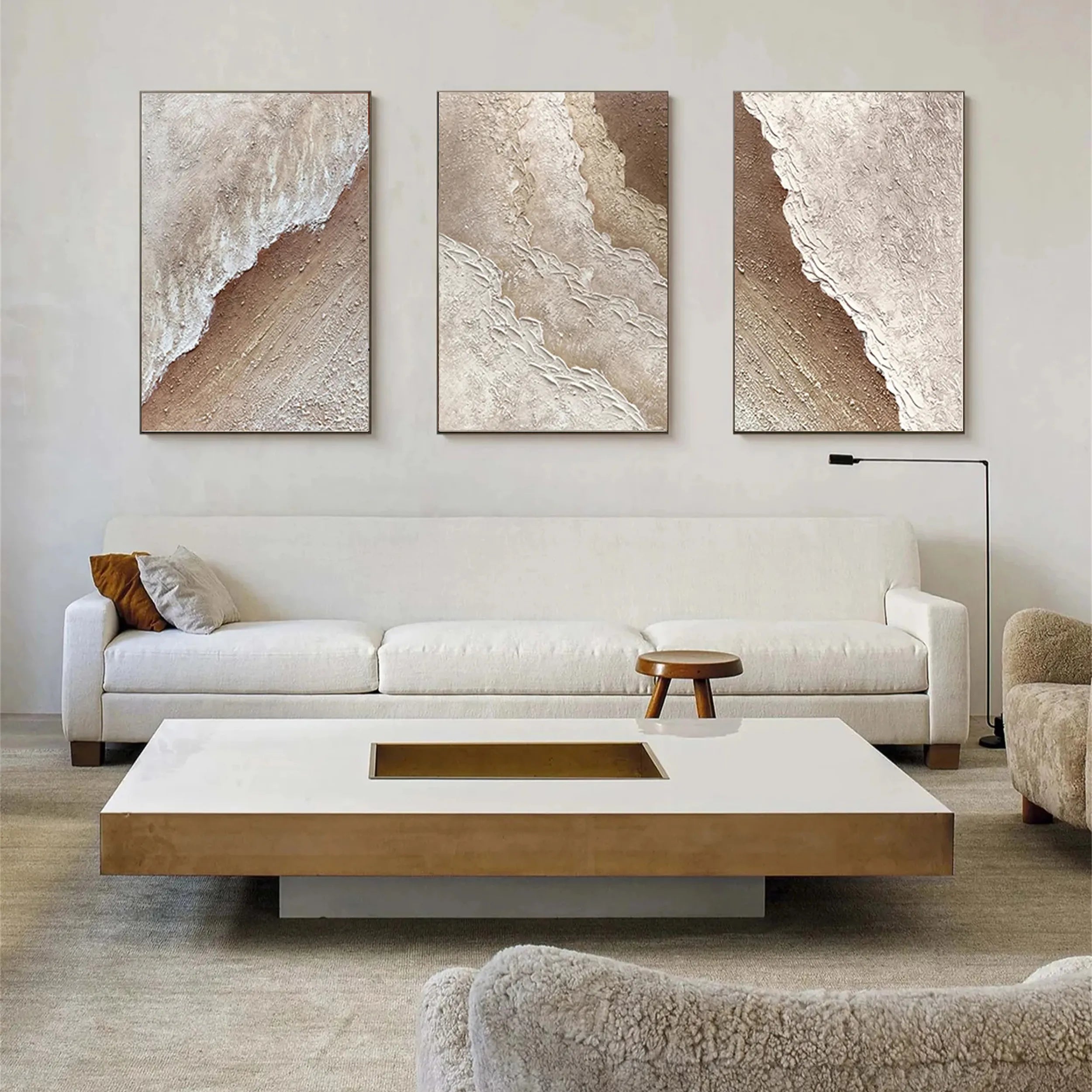 3 piece Beige Modern Wall Art for Living Room #JJ 211