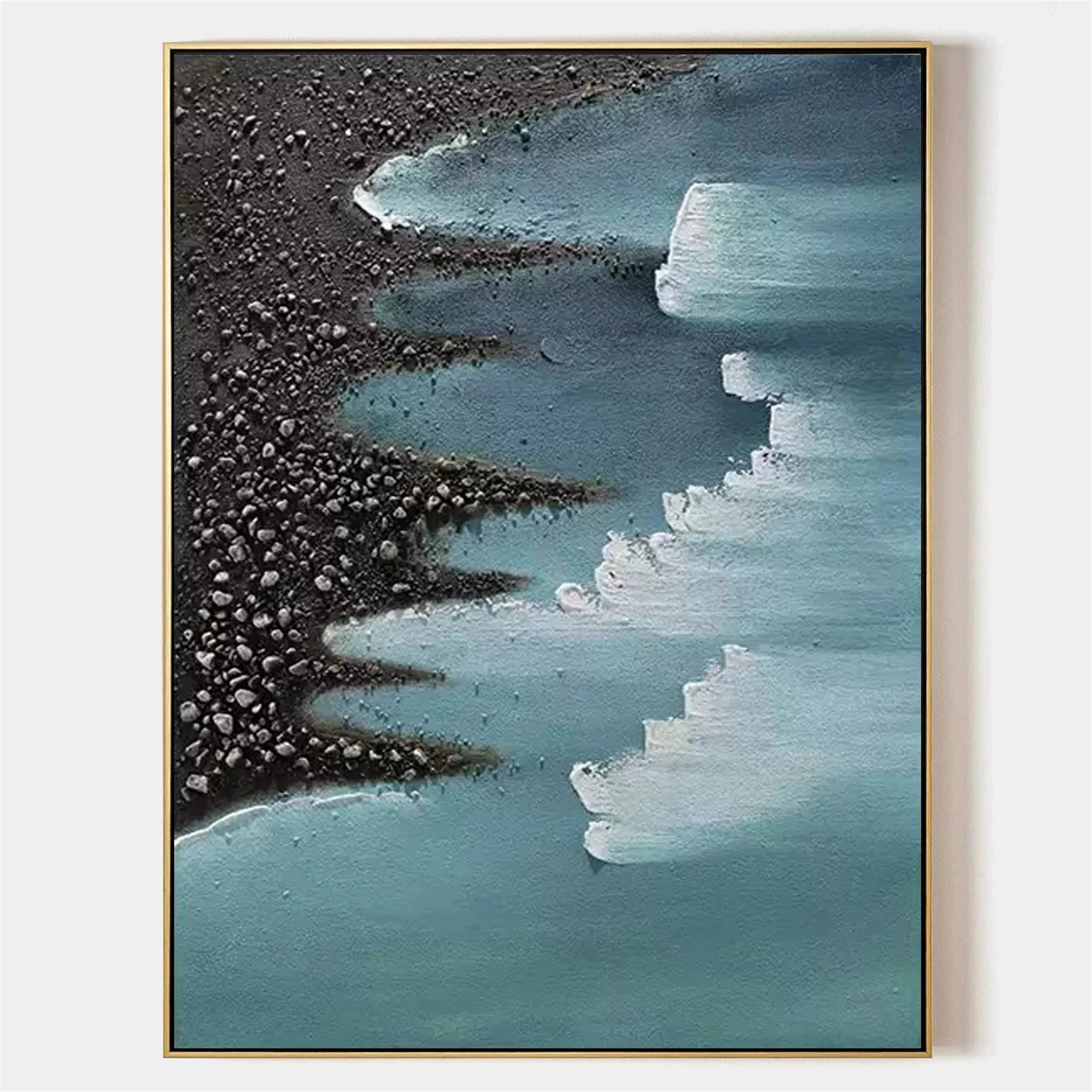 Hand-Painted Ocean Wave Wall Art | Textured Coastal Canvas #JJ 149