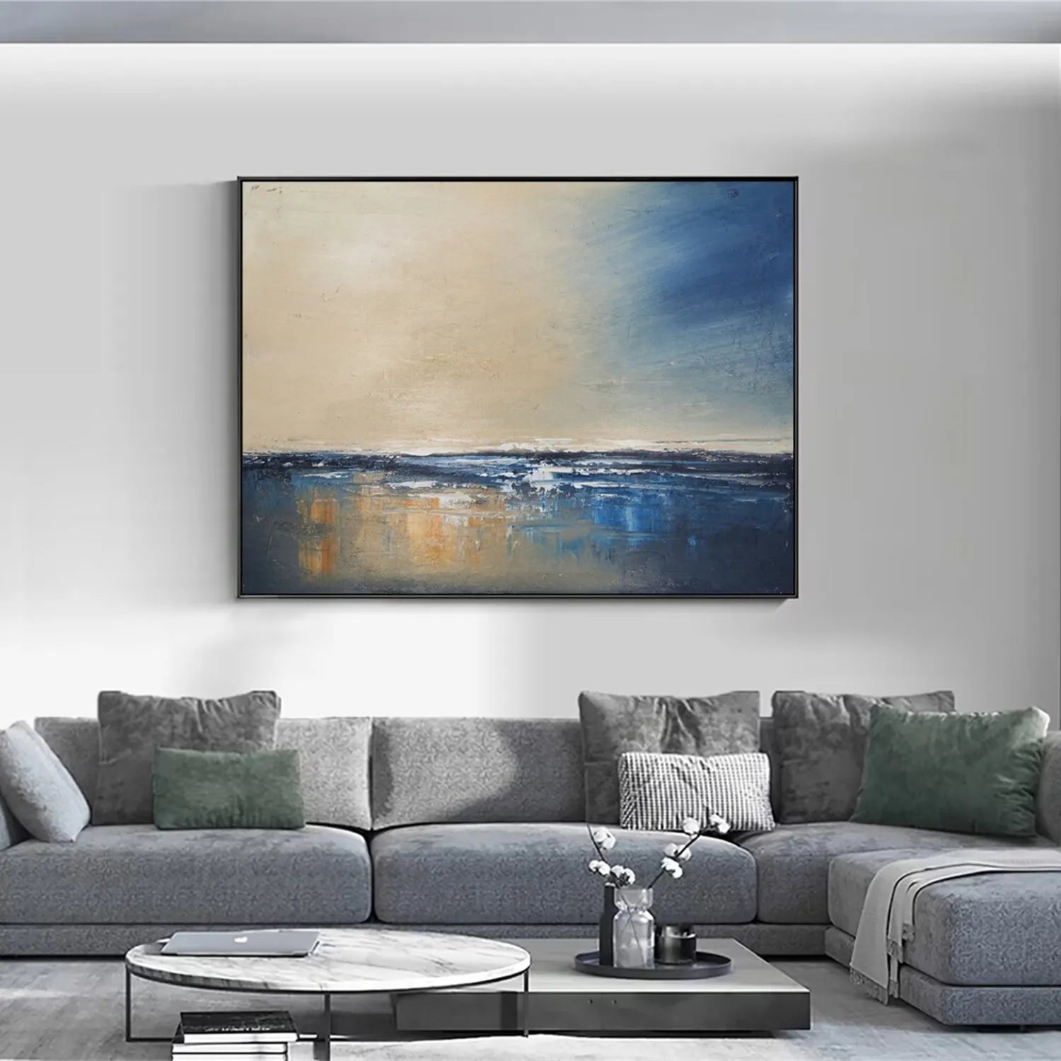 Twilight Horizon – Abstract Ocean Painting Wall Decor #JJ 258