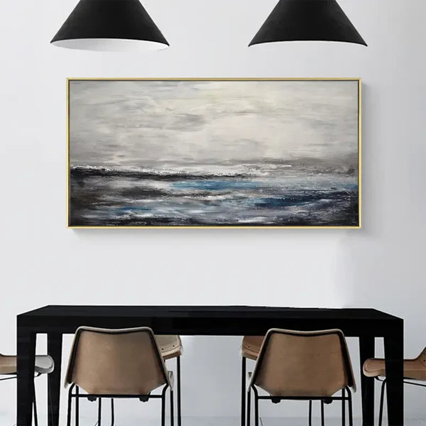 Panoramic Grey Seascape Abstract Oil Painting for Home Decor #JJ 182