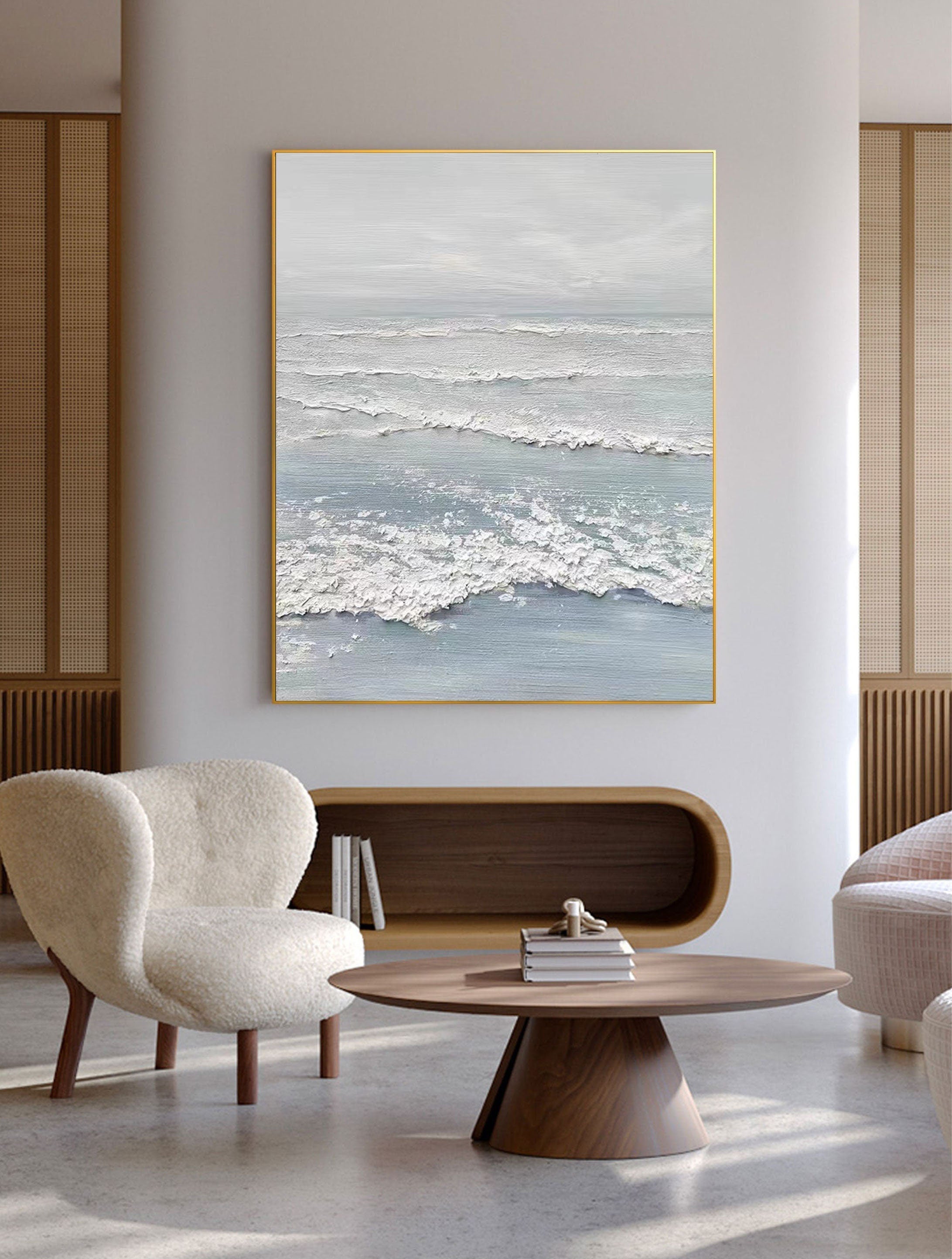 Unique Ocean Wall Art: Large Textured Seascape Canvas #ZZ 045