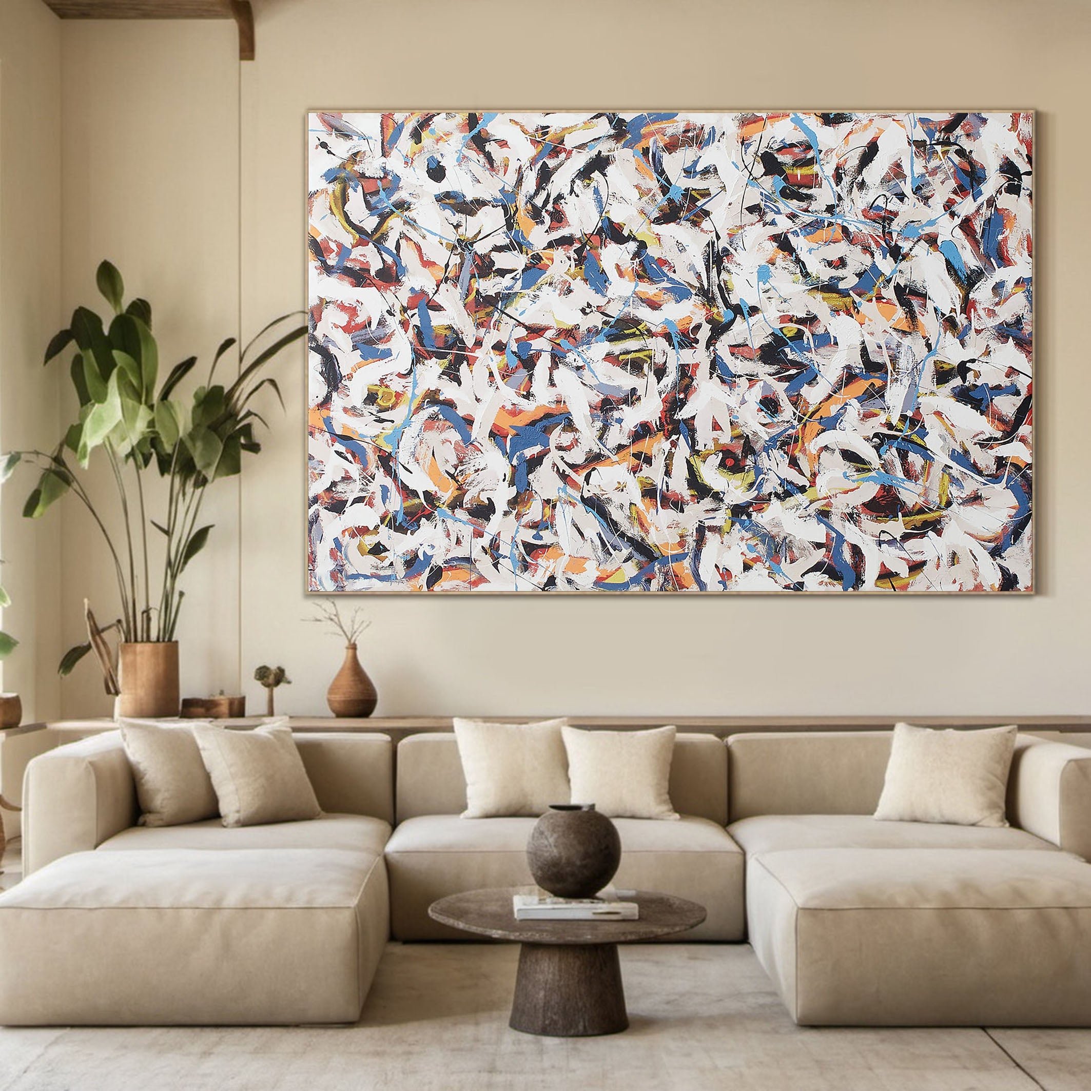 Original Large Colorful Abstract Art on Canvas #TC 140