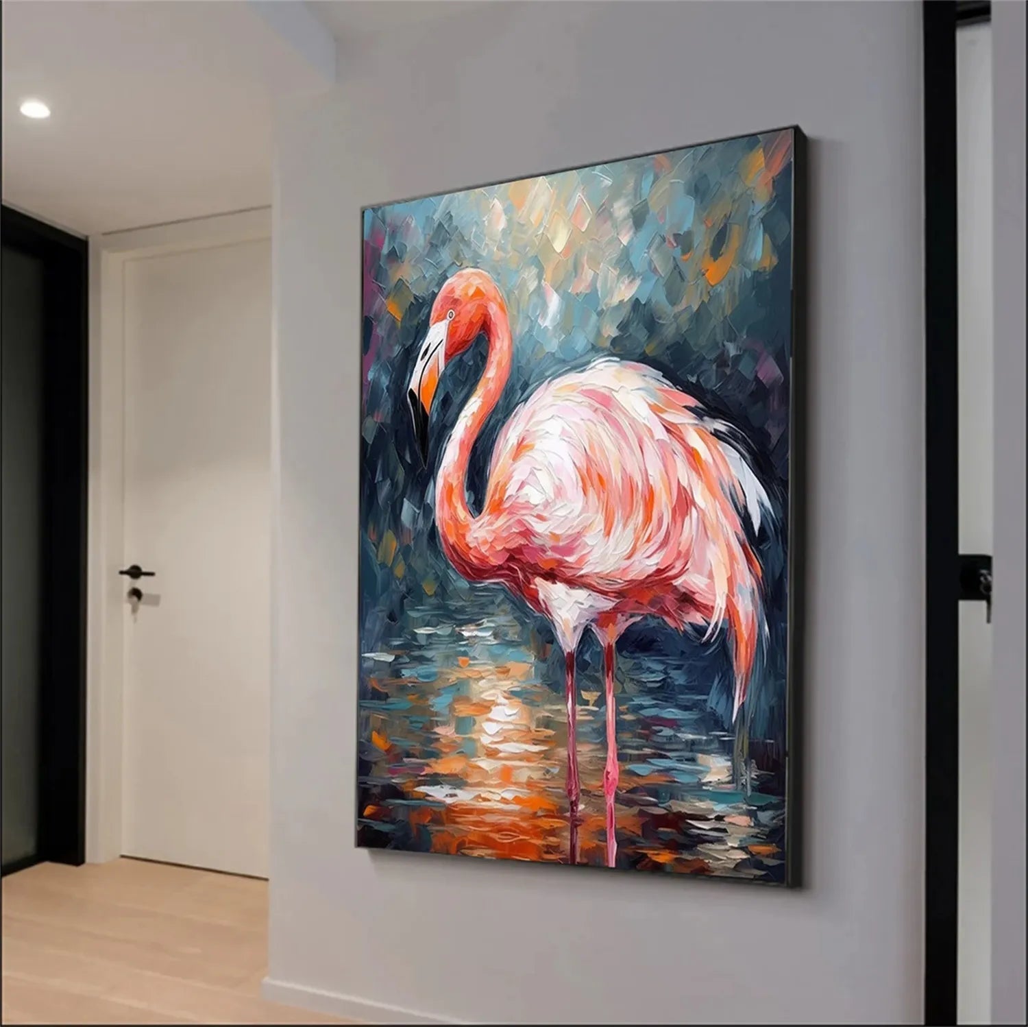 Pink Flamingo Wall Art | Large Textured Bird Painting #ZZ 209