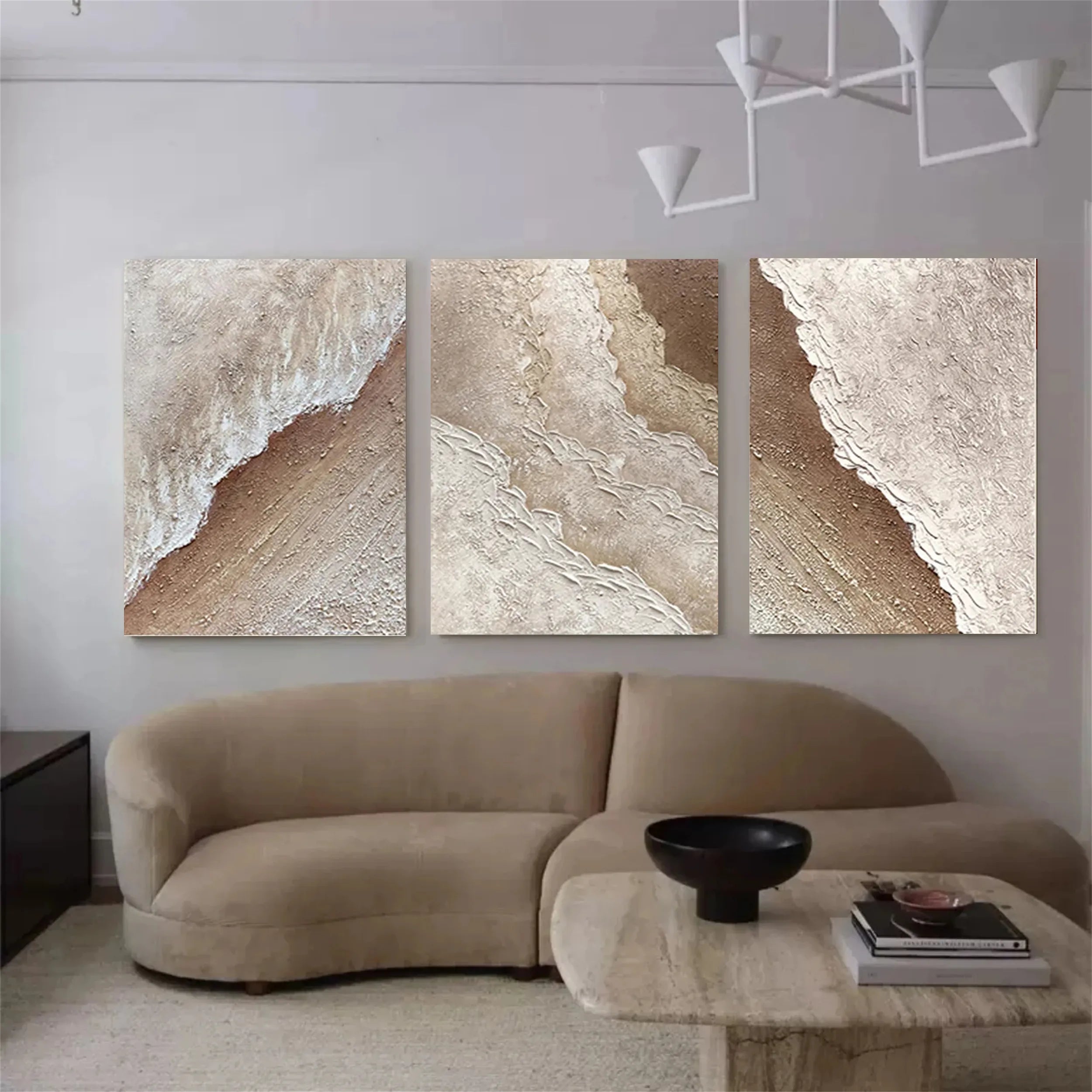 3 piece Beige Modern Wall Art for Living Room #JJ 211
