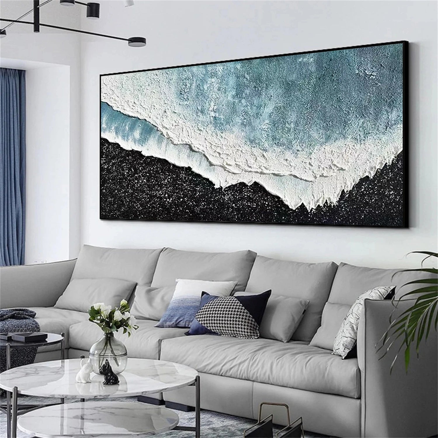 Handmade Sea Foam Wall Decor- Abstract Ocean & Beach Textured Canvas #JJ 270