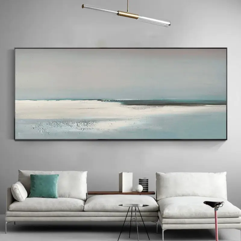 Large Abstract Seascape Wall Art | Horizontal Minimalist Canvas Painting #ZZ 079