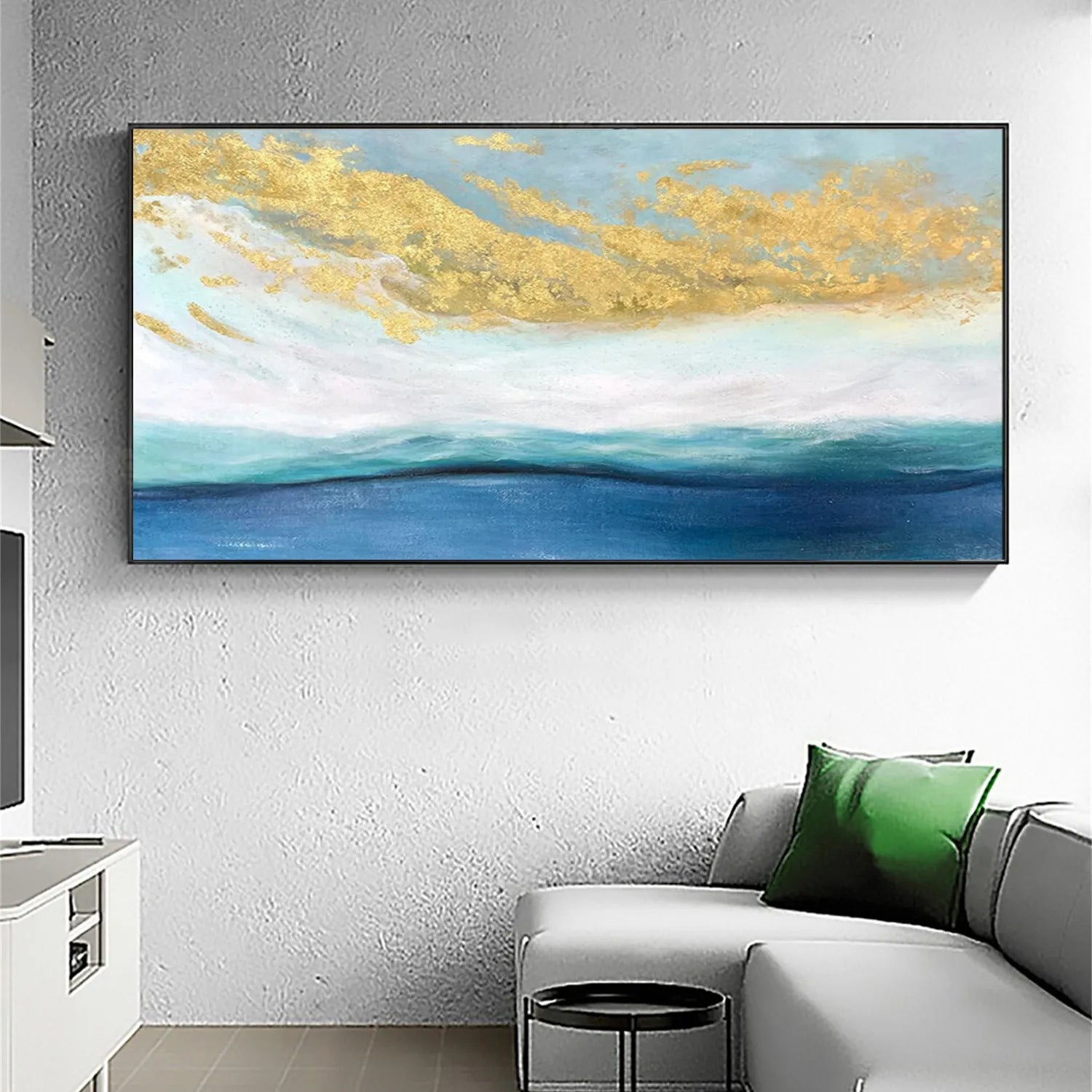 Hand - Painted Abstract Ocean Wave Canvas Art for Modern Living Rooms #JJ 172
