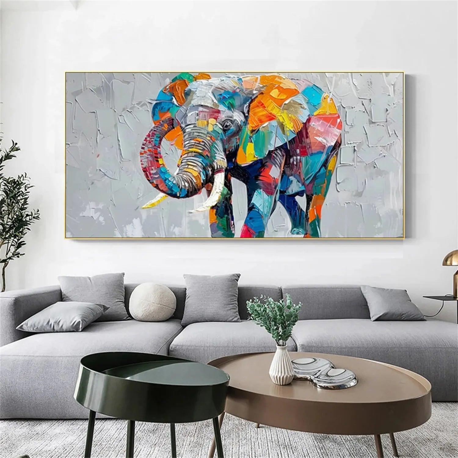 Contemporary Animal Artwork | Large Colorful Elephant Painting #ZZ 208