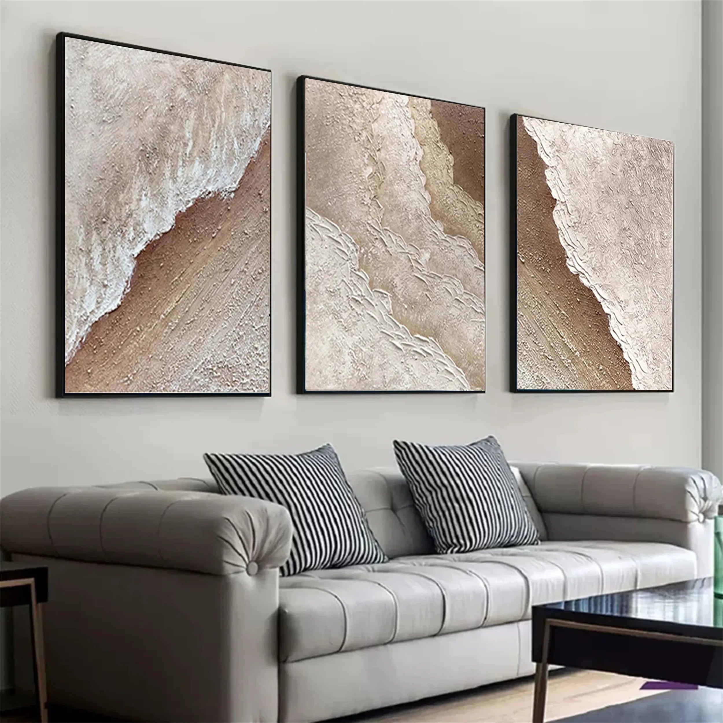 3 piece Beige Modern Wall Art for Living Room #JJ 211