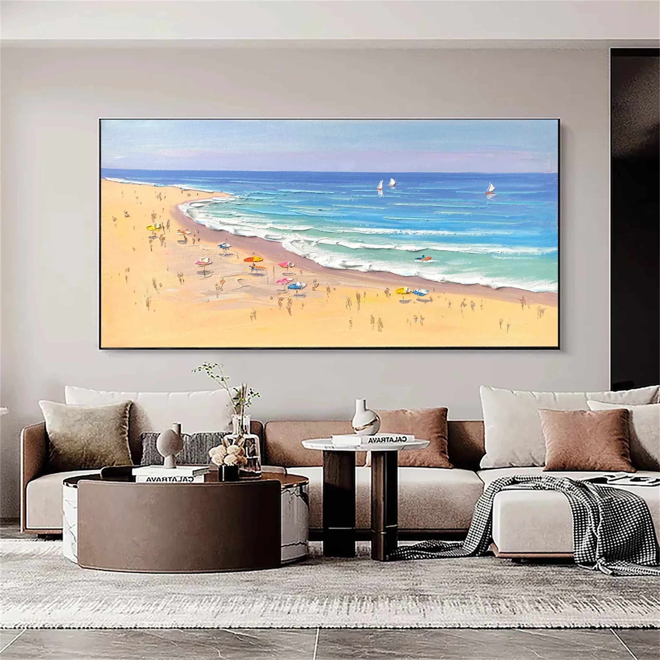 Large Wall Art Textured Surf Happy Summer Coast Beach Life #JJ 237