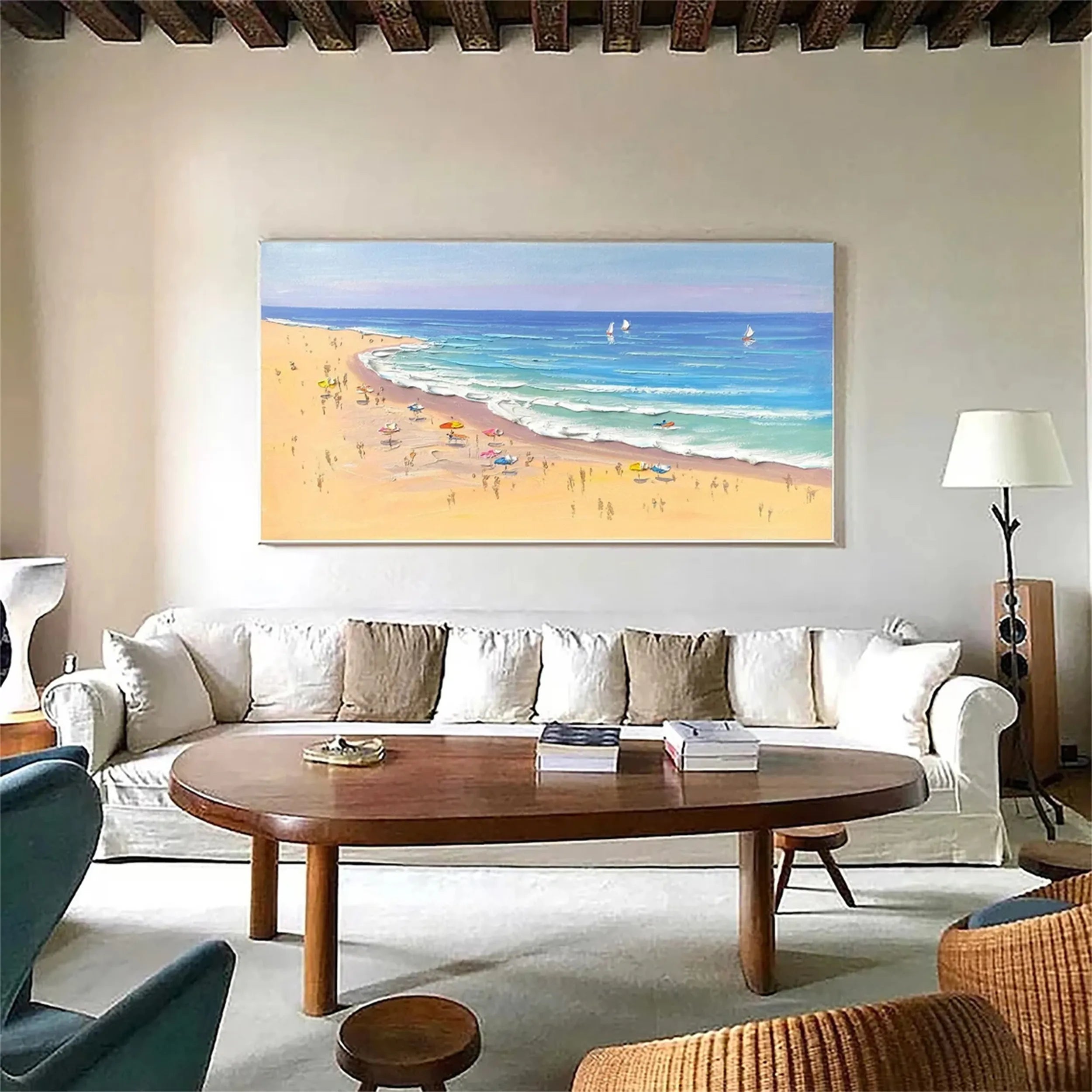 Large Wall Art Textured Surf Happy Summer Coast Beach Life #JJ 237