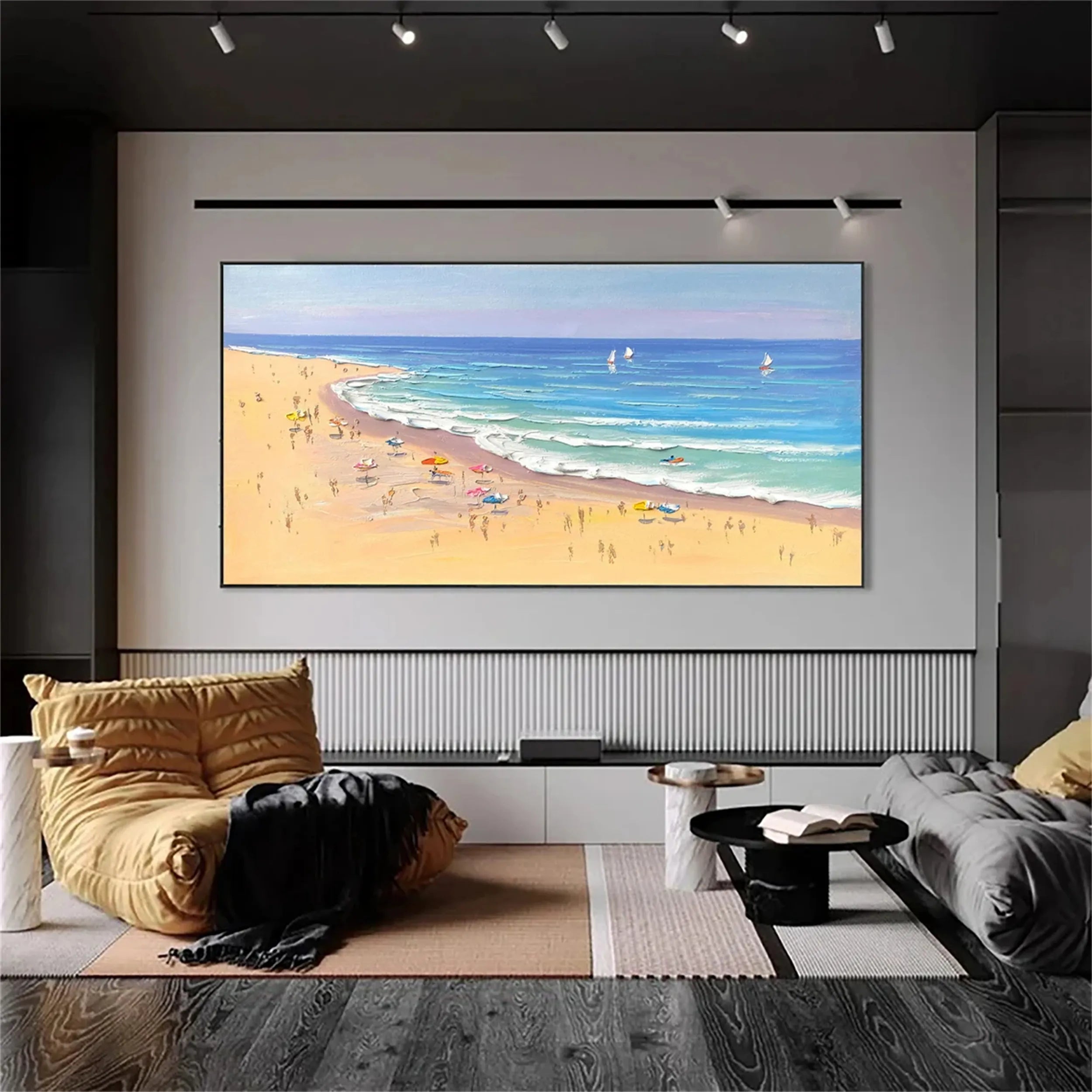 Large Wall Art Textured Surf Happy Summer Coast Beach Life #JJ 237