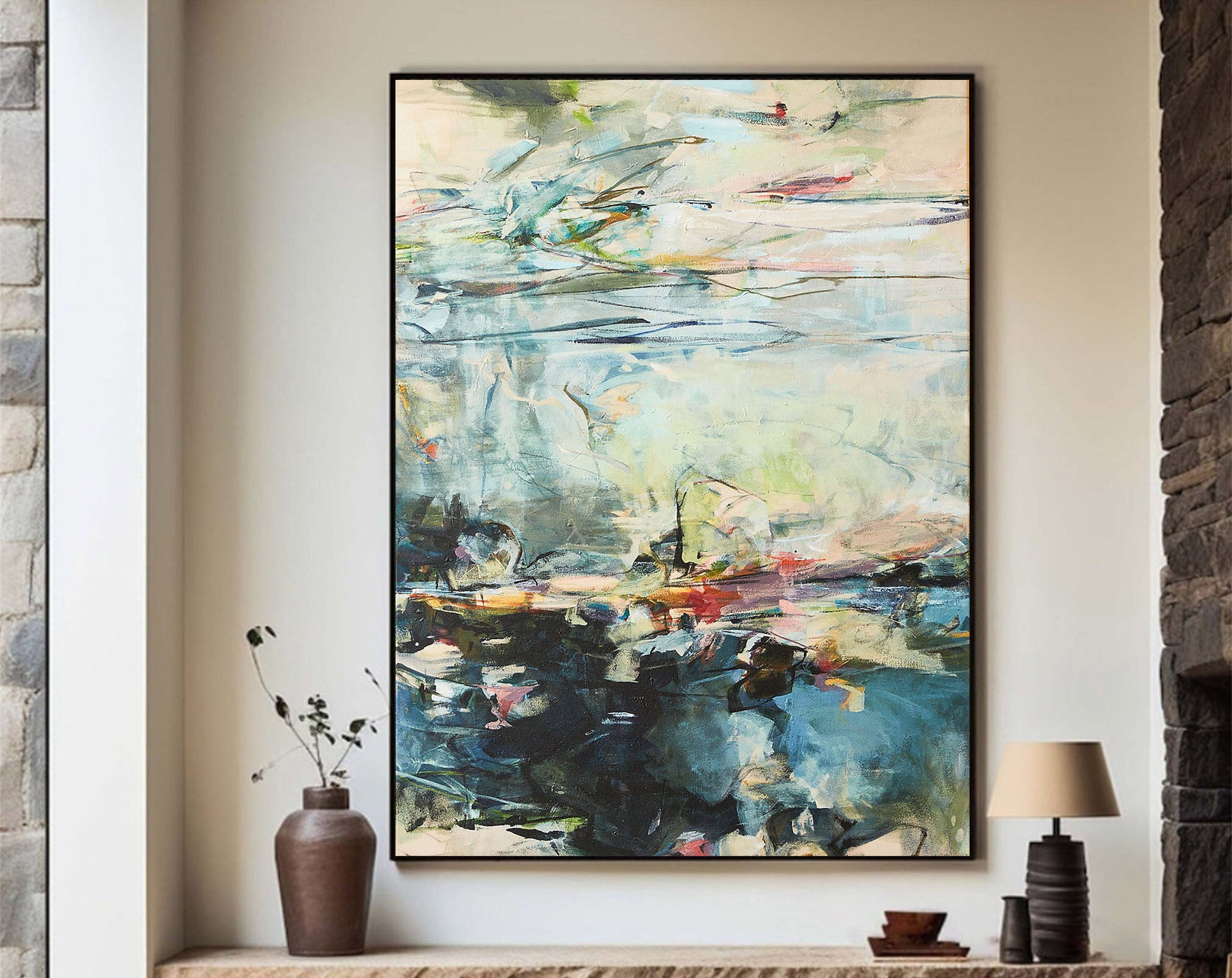 Handmade Colorful Abstract Canvas Art #TC 117