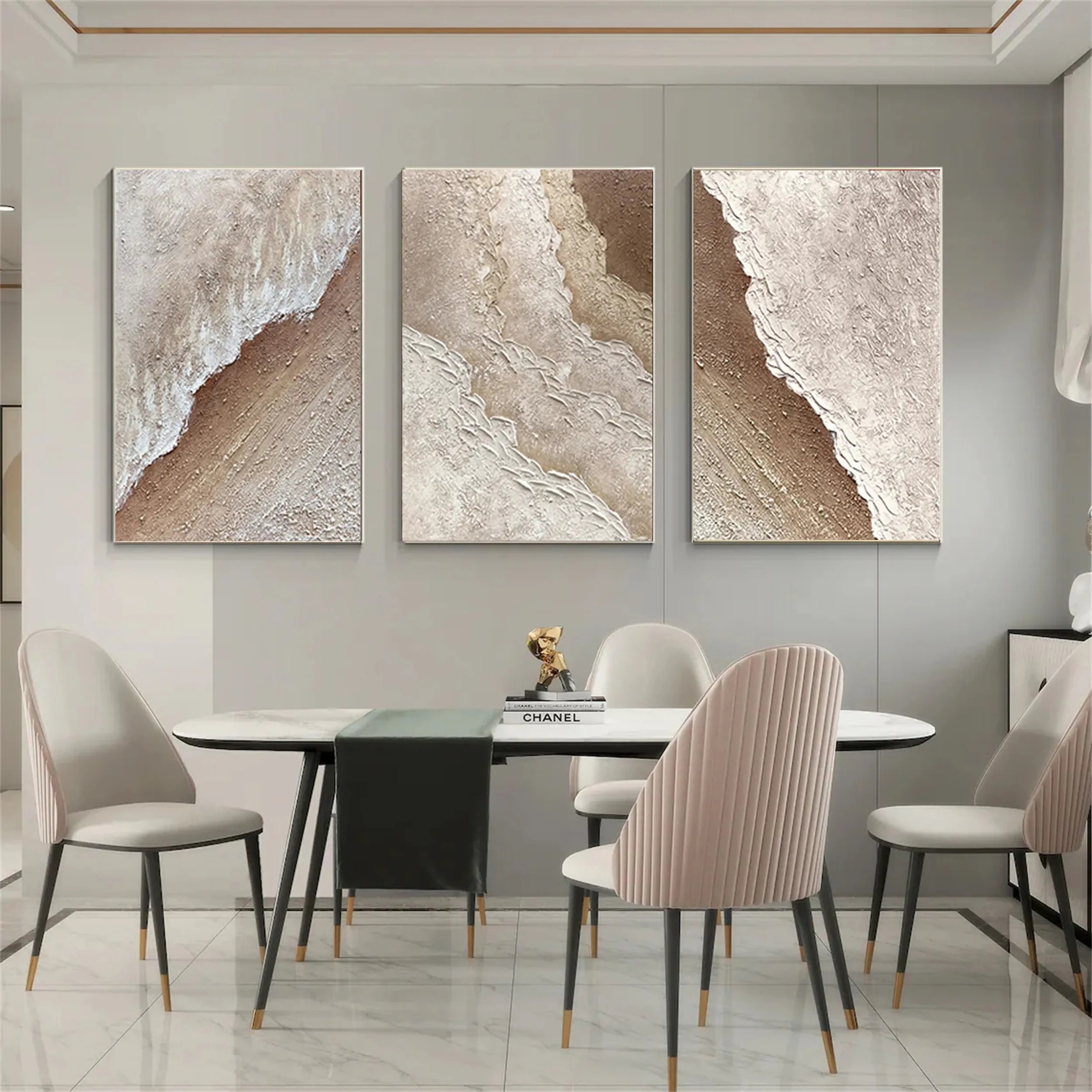 3 piece Beige Modern Wall Art for Living Room #JJ 211