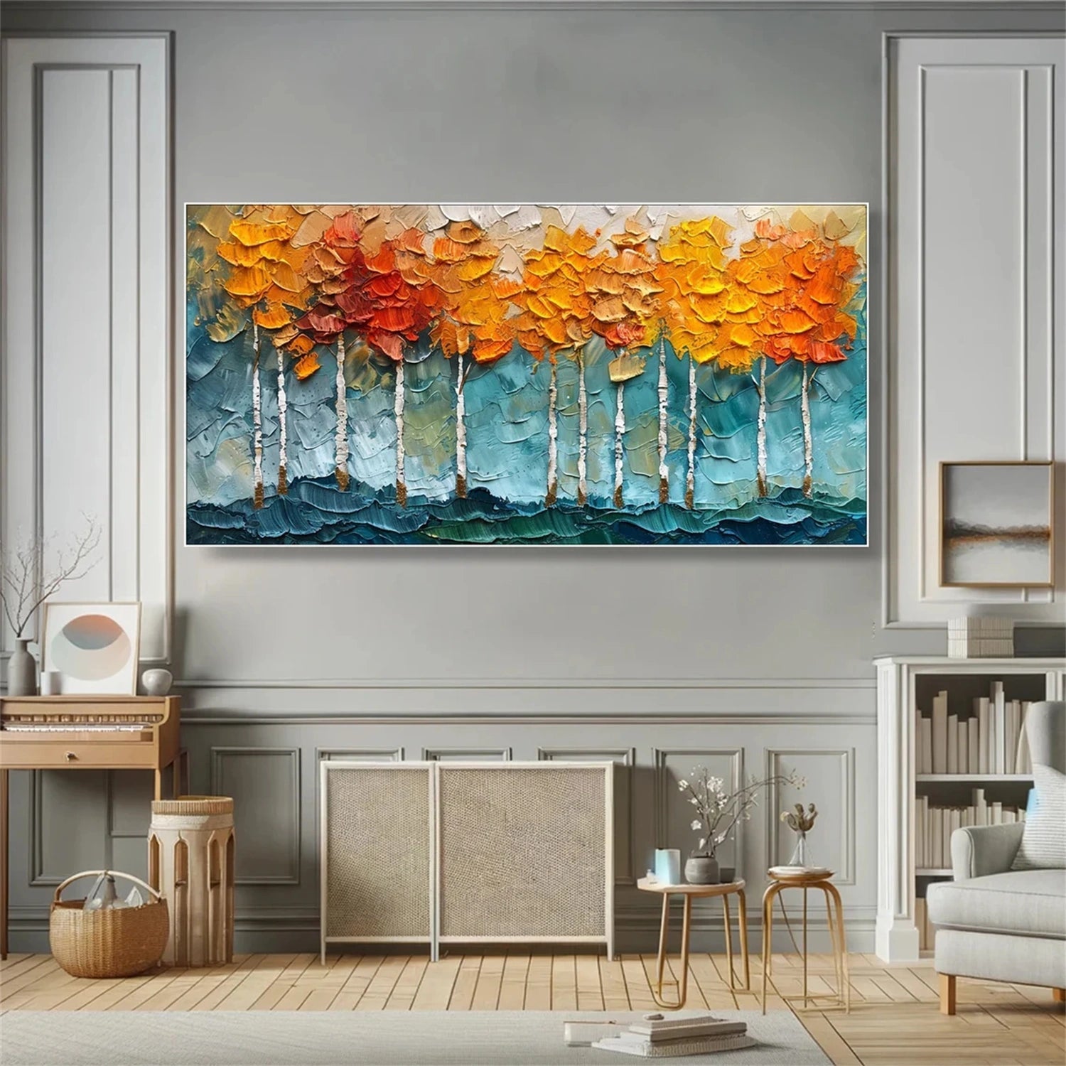 Fall Tree Painting | Textured Aspen Forest Landscape Wall Art #JJ 337
