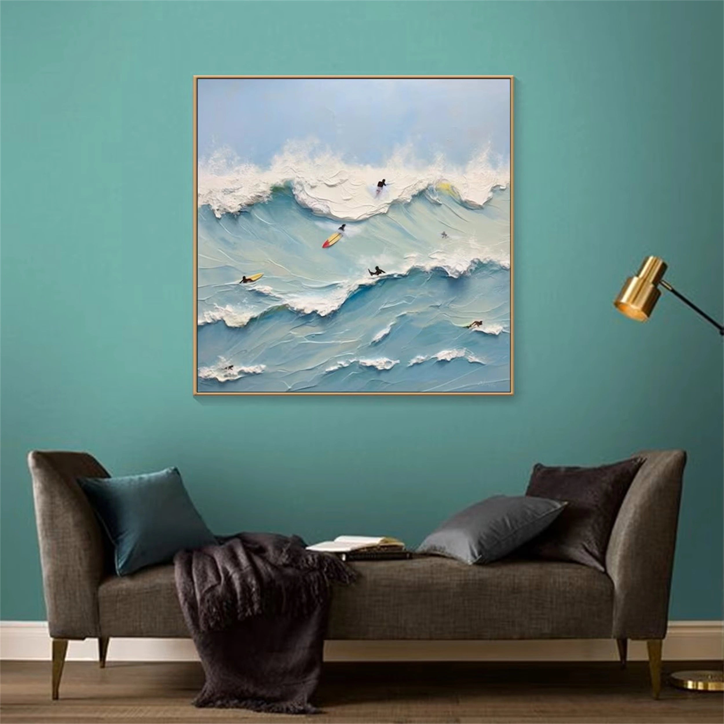 Abstract Surfer Wave – Vibrant Coastal Wall Art for Home Decor #JJ 278