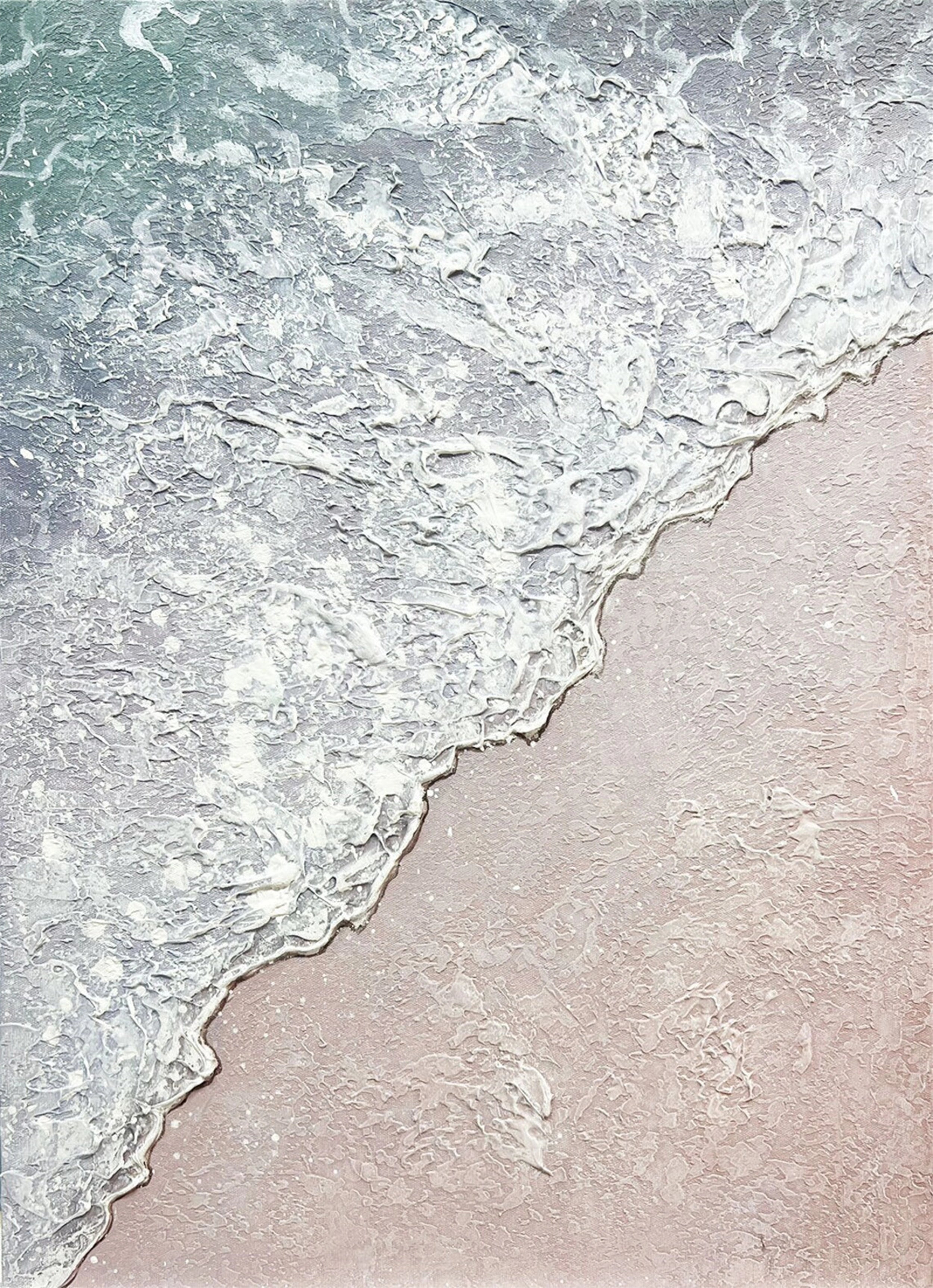 Living Room Art Upgrade: Large 3D Ocean Wave Painting with Earthy Palette #JJ 146