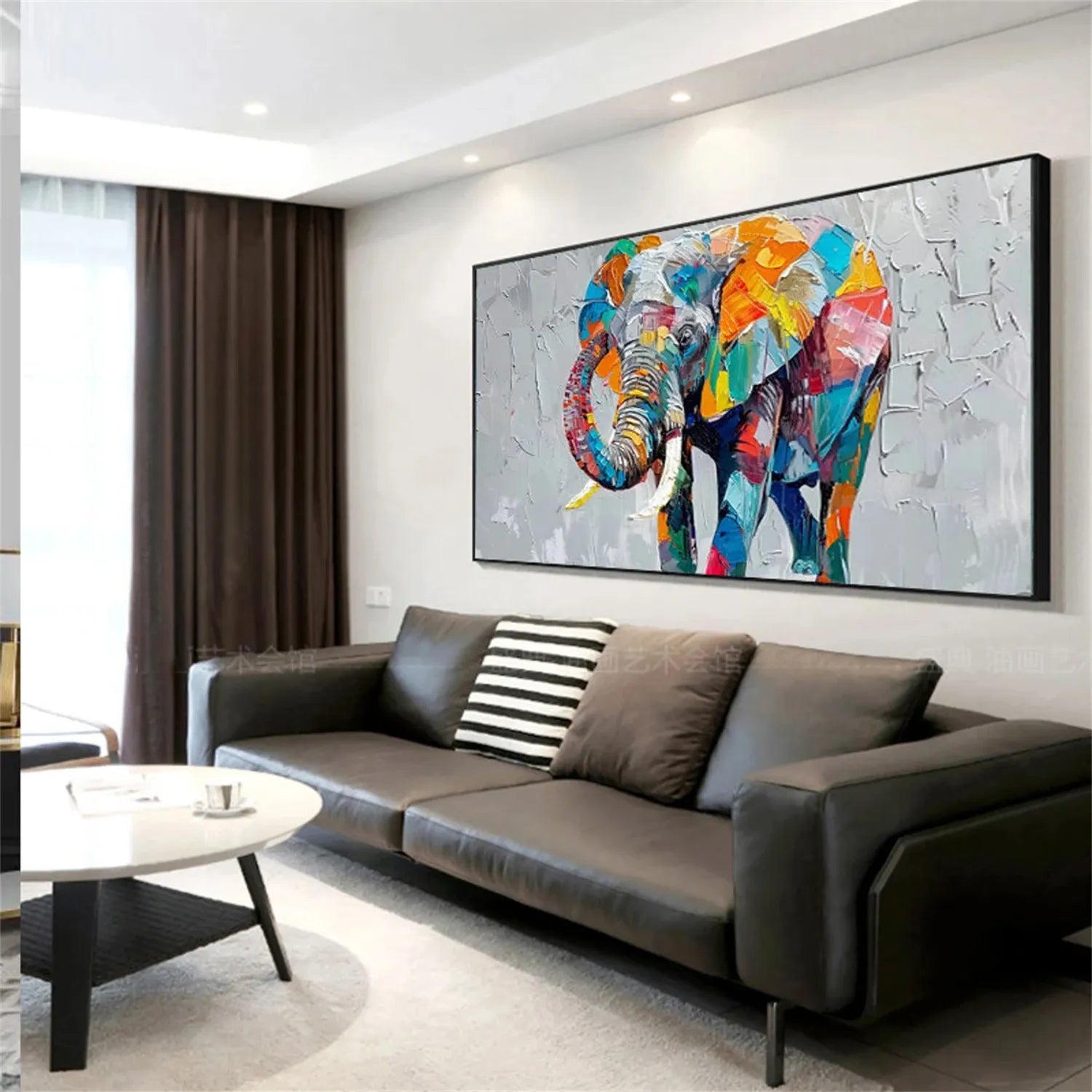 Contemporary Animal Artwork | Large Colorful Elephant Painting #ZZ 208