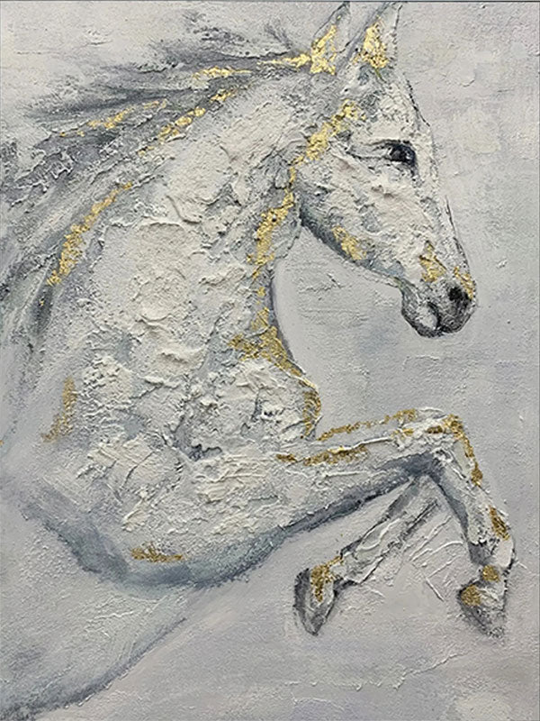 Oversized Vertical Wall Art | Textured White Horse Painting #ZZ 150