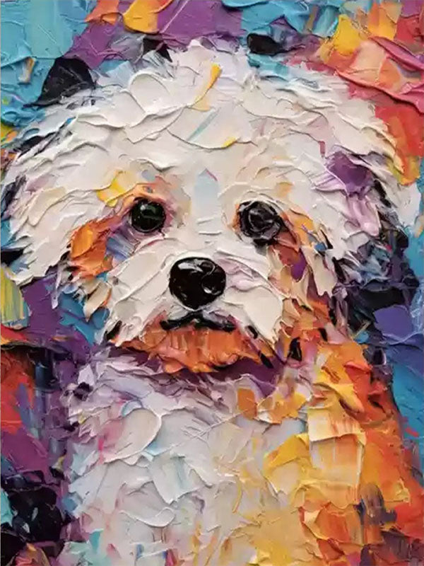 Colorful Dog Wall Art | Large Textured Pet Canvas Painting #ZZ 158