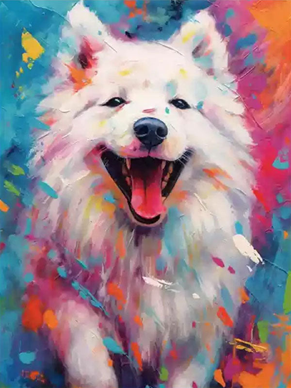 Contemporary Pet Portrait | Large Textured Dog Painting Colorful #ZZ 159