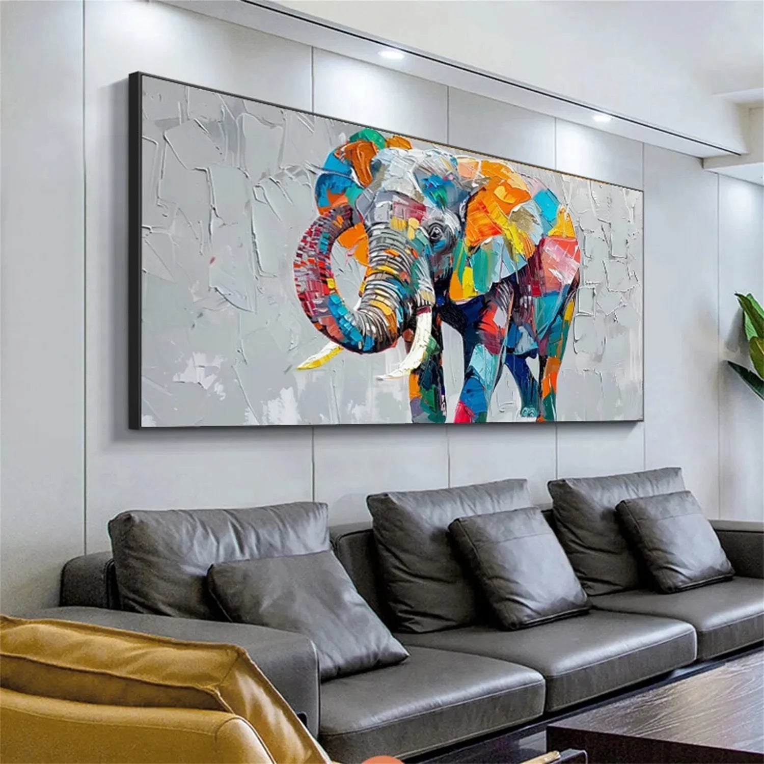 Contemporary Animal Artwork | Large Colorful Elephant Painting #ZZ 208