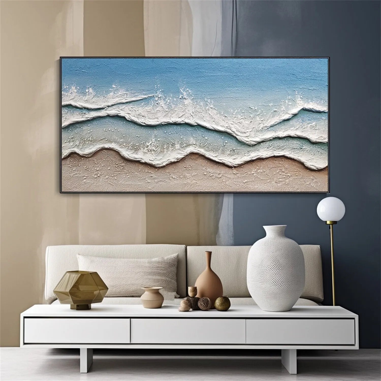 Unique Textured Beach Wave Oil Painting for Home Decor #JJ 170