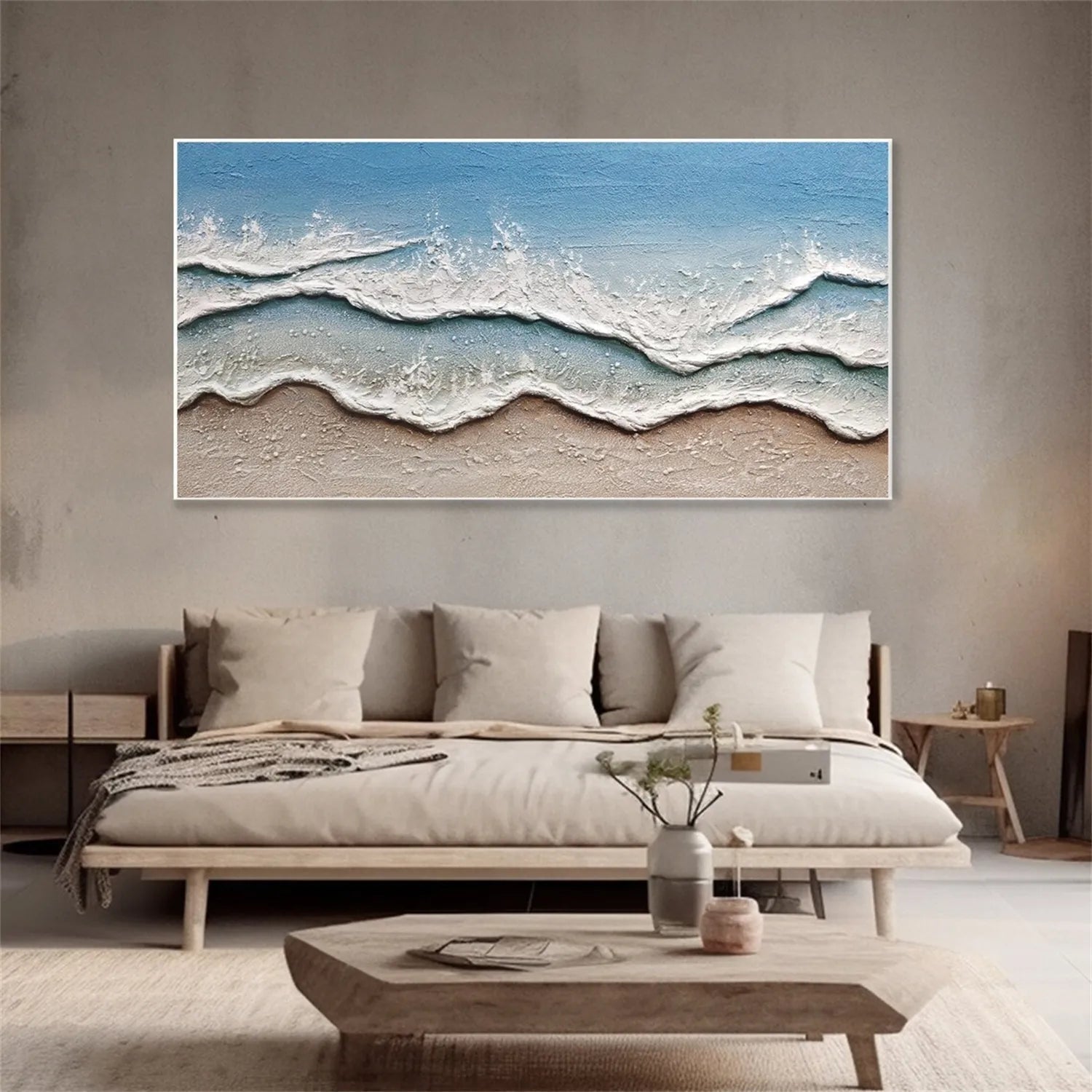 Unique Textured Beach Wave Oil Painting for Home Decor #JJ 170