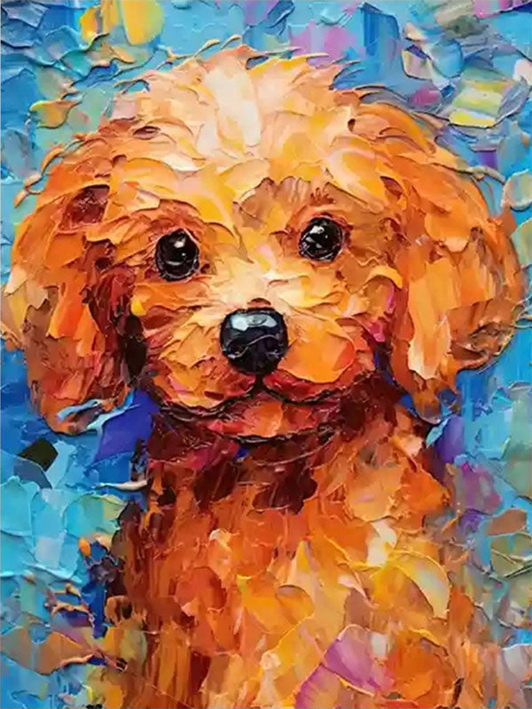 Abstract Pet Portrait | Colorful Textured Dog Canvas Wall Art #ZZ 161