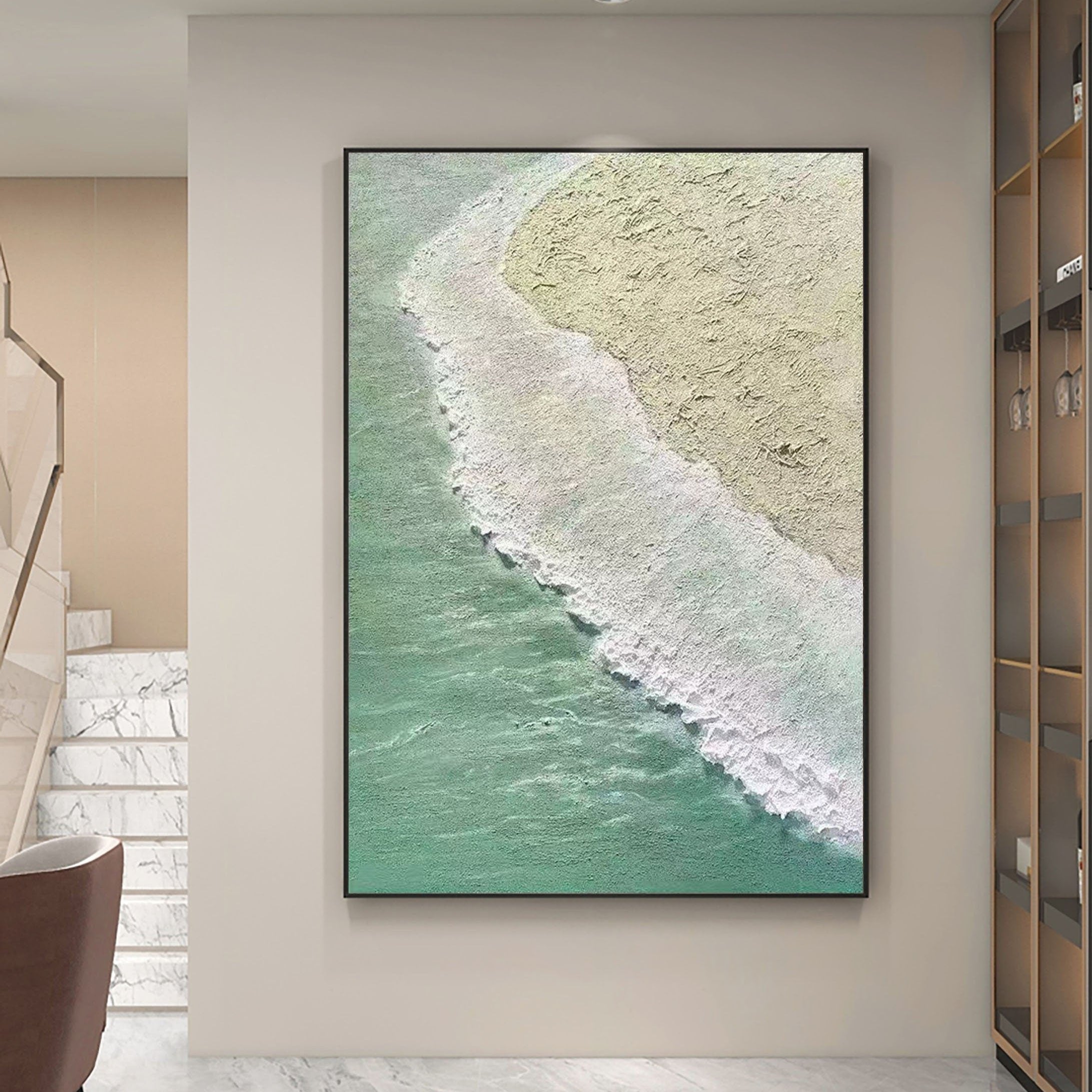 Large Painting for Living Room | Textured Ocean Abstract Wall Art #JJ 231