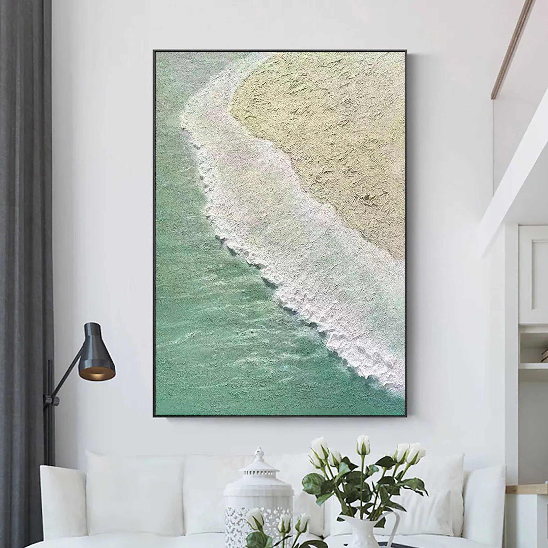 Large Painting for Living Room | Textured Ocean Abstract Wall Art #JJ 231