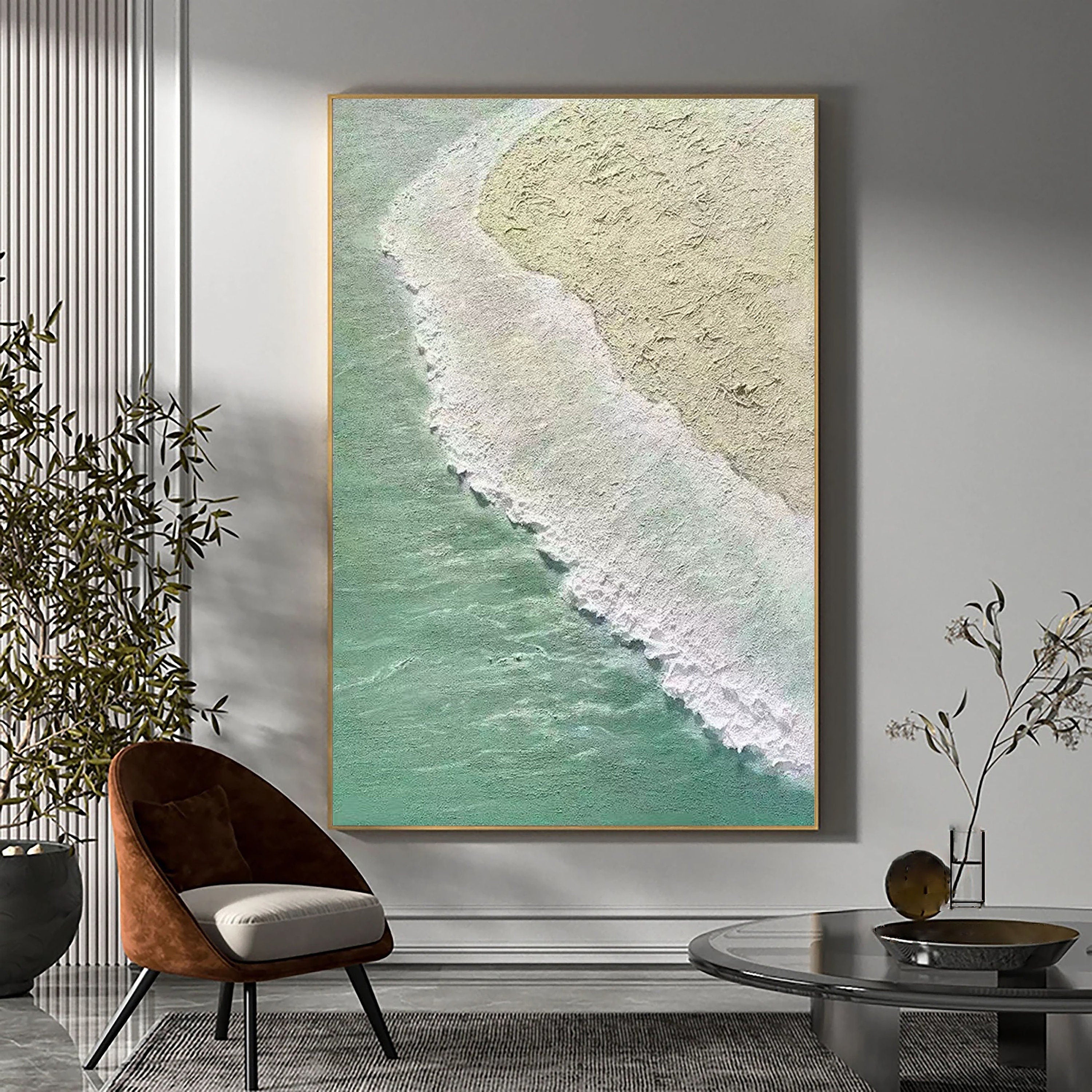 Large Painting for Living Room | Textured Ocean Abstract Wall Art #JJ 231