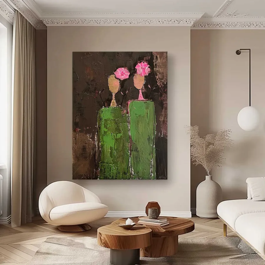 Large Contemporary Wall Art | Abstract Painting Figures Flowers #ZZ 225