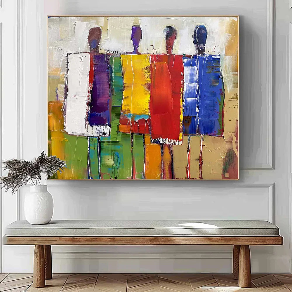 Modern Abstract Figures Oil Painting - Colorful Group Art #JJ 049